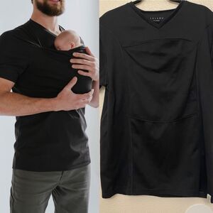 Lalabu Babywearing newborn Dad t Shirt black kangaroo v neck carrier XL